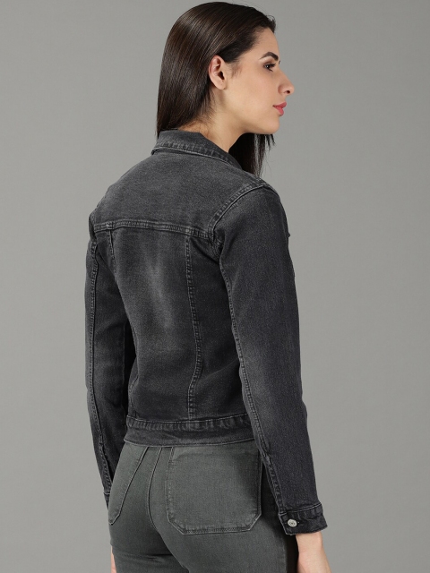 SHOWOFF Women Washed Crop Denim Jacket - Image 5