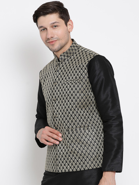 VASTRAMAY Men Woven Design Nehru Jacket - Image 3