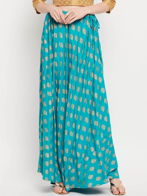 Clora Creation Printed Flared Maxi Skirt