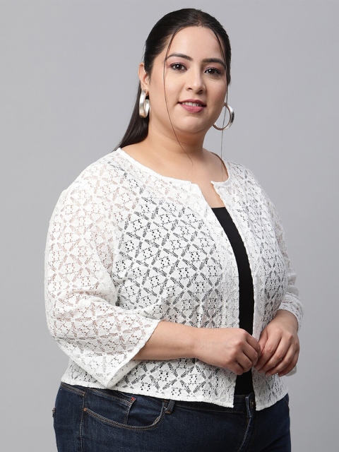 UnaOne Women Plus Size Embroidered Cotton Shrug - Image 3