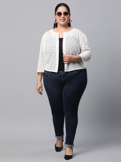 UnaOne Women Plus Size Embroidered Cotton Shrug - Image 7