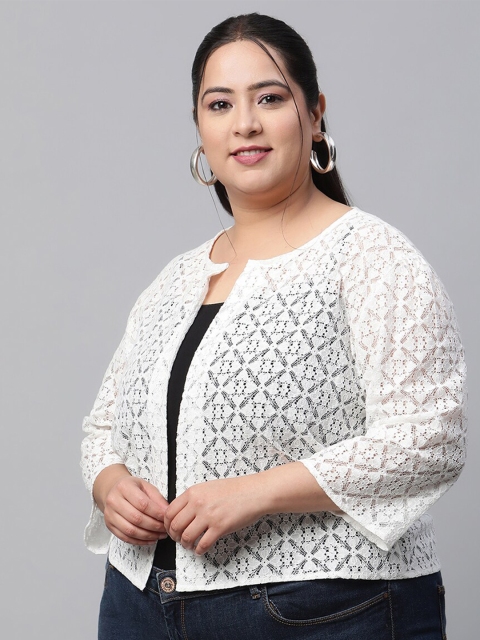 UnaOne Women Plus Size Embroidered Cotton Shrug - Image 4