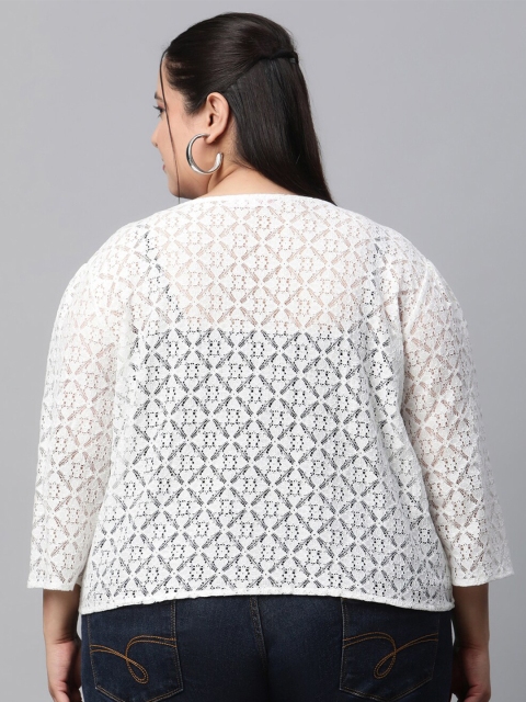 UnaOne Women Plus Size Embroidered Cotton Shrug - Image 5