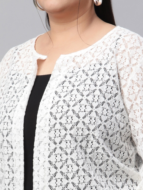UnaOne Women Plus Size Embroidered Cotton Shrug - Image 2