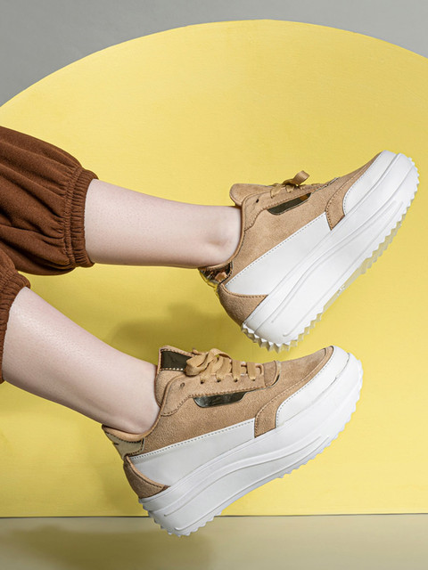 Shezone Women Colourblocked Heeled Lightweight Sneakers