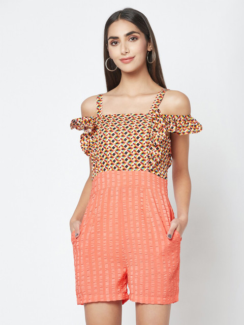 SQew Women Printed Shoulder Strap Playsuit