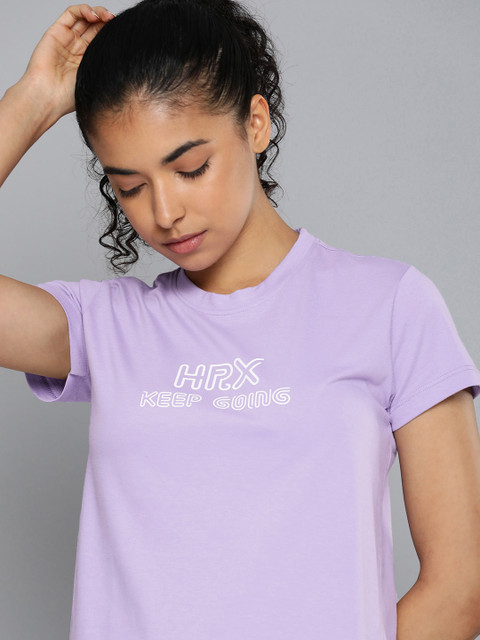 HRX by Hrithik Roshan Brand Logo Print Knitted Outdoor Sports T-shirt