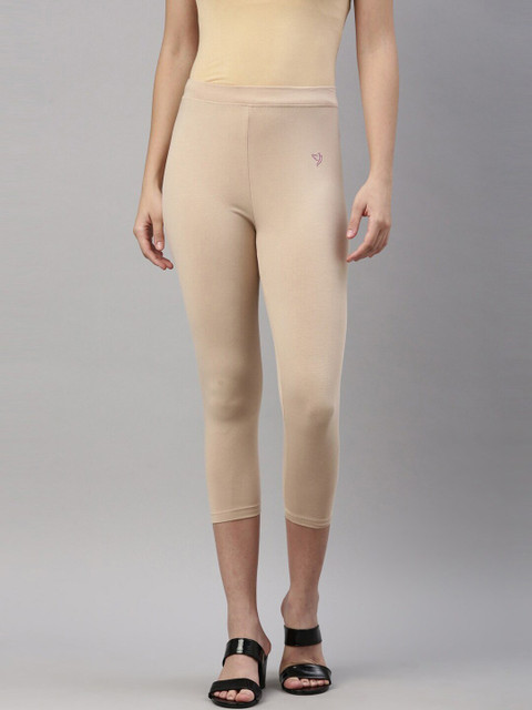 TWIN BIRDS Women Solid Skinny Fit Three-Fourth Length Stretch Pure Cotton Leggings