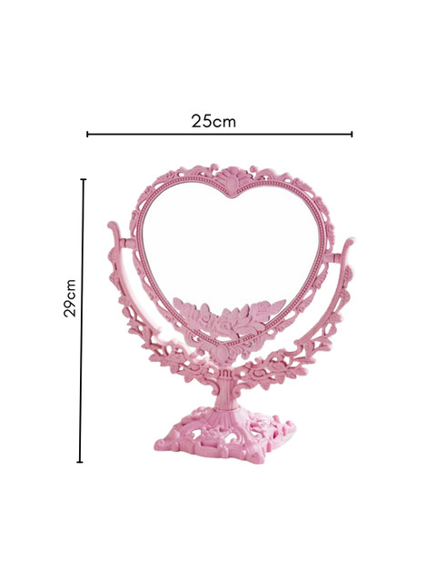 Nestasia Pink Heart Textured Double Sided Vintage Table Top Mirror - Image 5