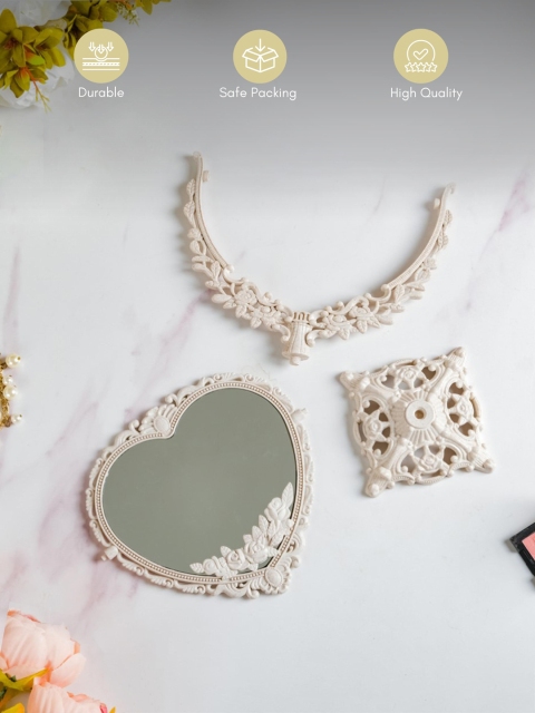 Nestasia White Ivory Vintage Heart Double Sided Mirror - Image 2