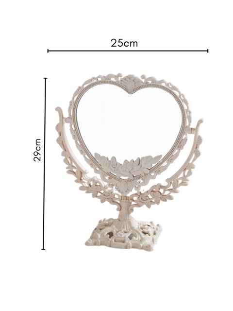 Nestasia White Ivory Vintage Heart Double Sided Mirror - Image 5