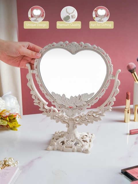 Nestasia White Ivory Vintage Heart Double Sided Mirror - Image 3