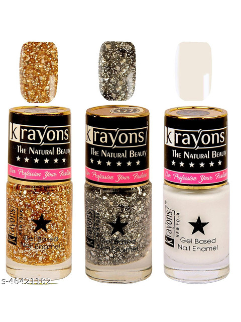 krayons Set Of 3 Gel Based Long Lasting Glossy Nail Polish - 6ml Each