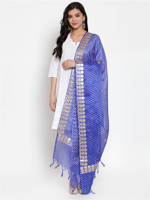SOUNDARYA Striped Leheriya Dupatta with Gotta Patti