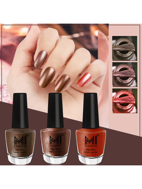 MI FASHION Set of 3 Vernis A Ongles High Shine Long Lasting Shimmer Nail Paint - 12ml each - Image 2