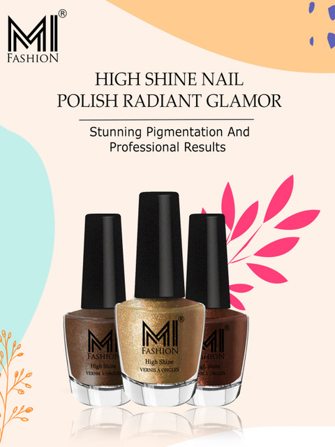 MI FASHION Set of 3 Vernis A Ongles High Shine Long Lasting Shimmer Nail Paint - 12ml each - Image 3
