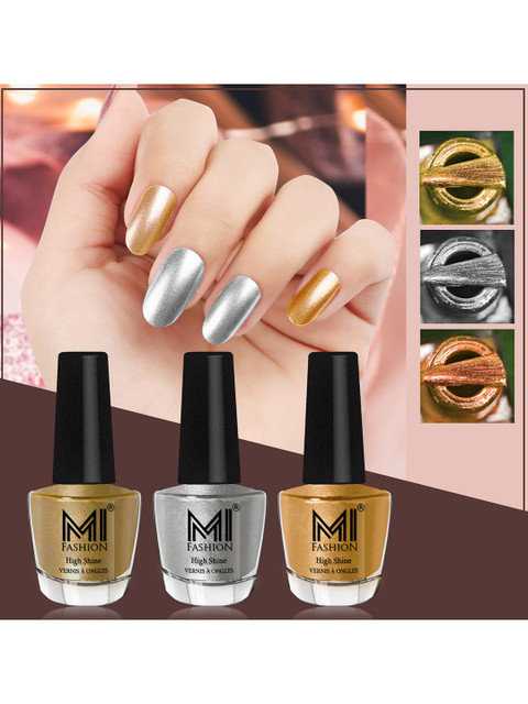 MI FASHION Set of 3 Vernis A Ongles High Shine Long Lasting Shimmer Nail Paint - 12ml each