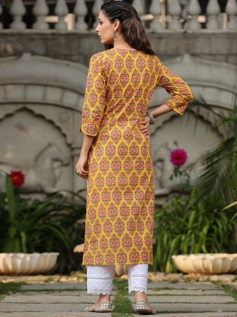 Rain & Rainbow Women Ethnic Motifs Printed Pure Cotton Kurta - Image 5