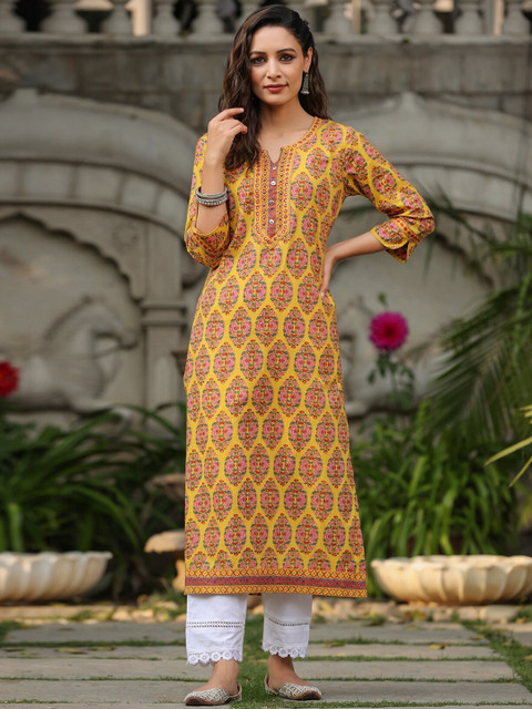 Rain & Rainbow Women Ethnic Motifs Printed Pure Cotton Kurta - Image 6