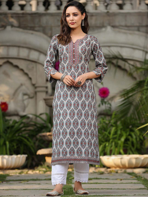 Rain & Rainbow Women Ethnic Motifs Printed Pure Cotton Kurta