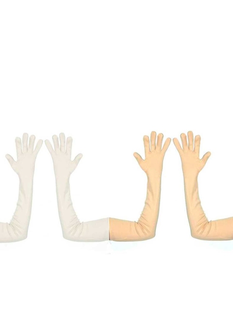 Aadikart Pack Of 2 Cotton Sun Protection Full Hand Gloves - Image 2