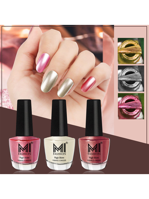 MI FASHION Set of 3 Vernis A Ongles High Shine Long Lasting Shimmer Nail Paint - 12ml each