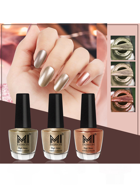 MI FASHION Set of 3 Vernis A Ongles High Shine Long Lasting Shimmer Nail Paint - 12ml each