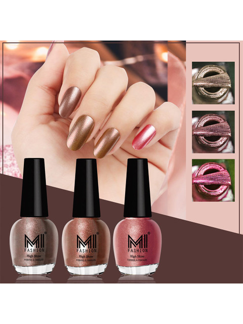 MI FASHION Set of 3 Vernis A Ongles High Shine Long Lasting Shimmer Nail Paint - 12ml each