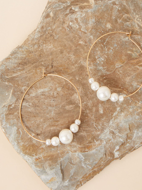 Accessorize London Women's Oversized Pearl Hoop Earring pearl