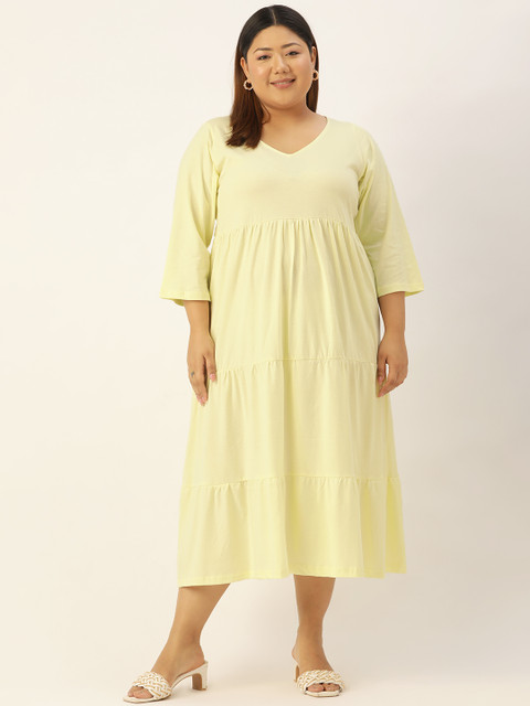 theRebelinme Plus Size Cotton A-Line Midi Dress