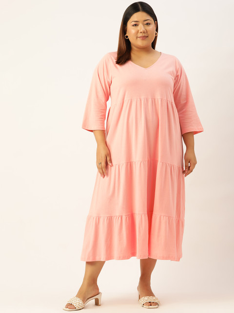 theRebelinme Plus Size A-Line Cotton Midi Dress