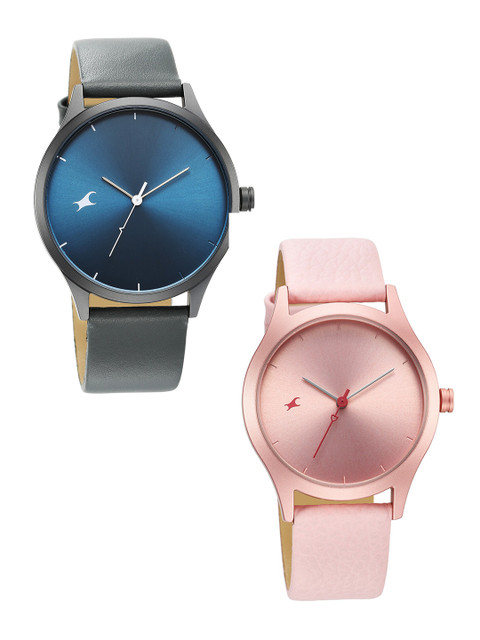 Fastrack Mixmatched Quartz Analog With Blue & Pink Dial Couple Watch - 6803168033al02p