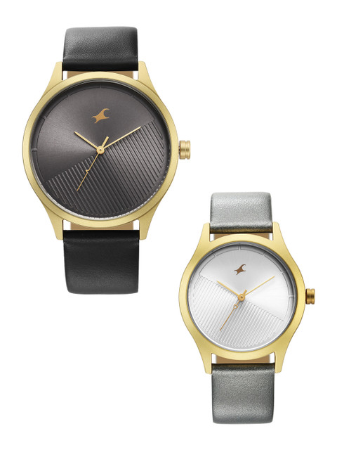 Fastrack Mixmatched Quartz Analog With Grey & Silver Dial Couple Watch - 6803168033al01p