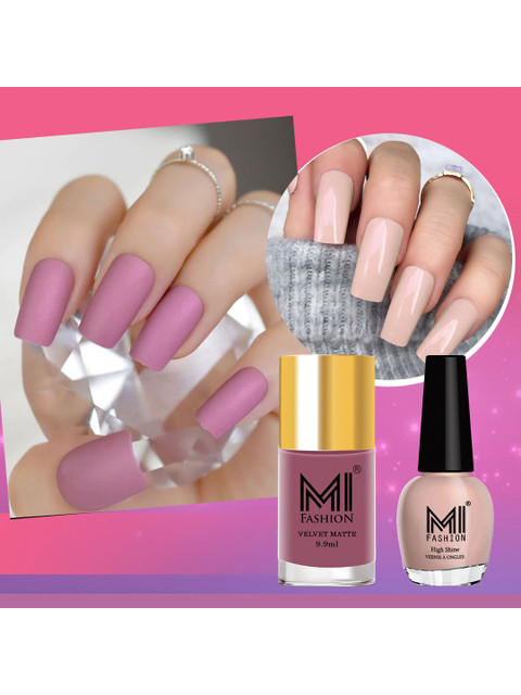 MI FASHION Set of Vernis A Ongles High Shine - 15ml & Velvet Matte - 9.9ml Nail Polish