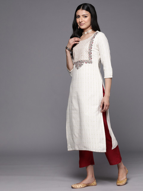 Libas Floral Embroidered Kurta with Trousers & With Dupatta - Image 6