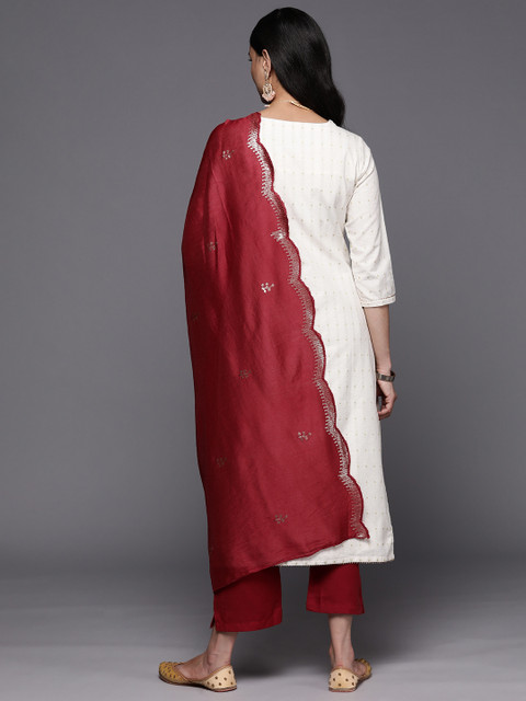 Libas Floral Embroidered Kurta with Trousers & With Dupatta - Image 7