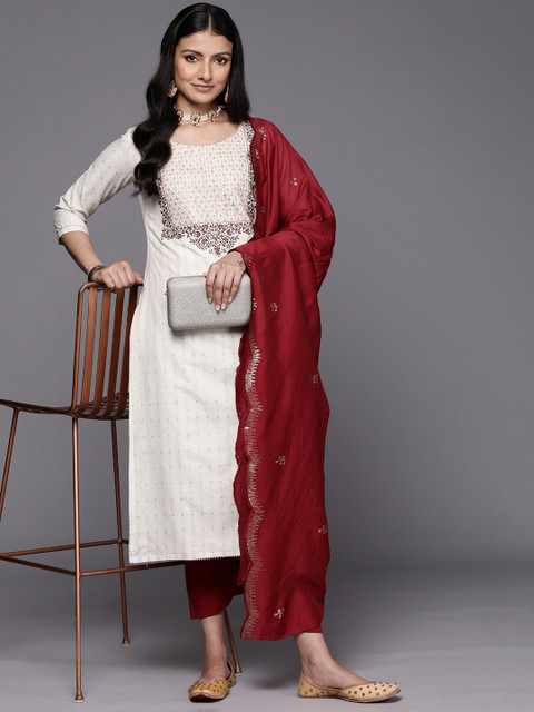 Libas Floral Embroidered Kurta with Trousers & With Dupatta - Image 8