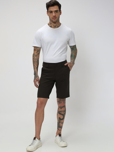 Mufti Men Olive Green Slim Fit Shorts - Image 5