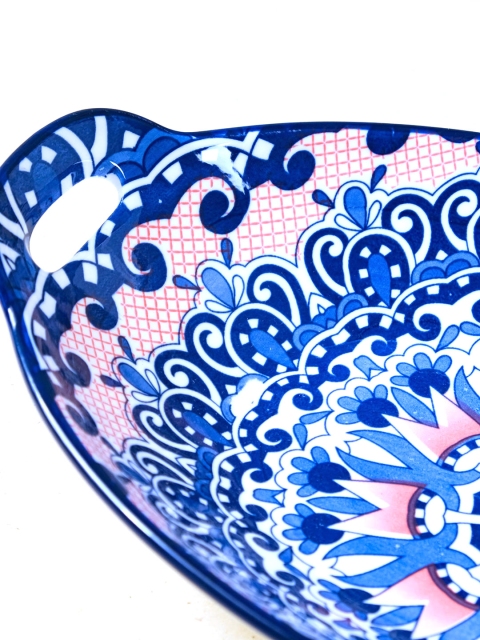 Nestasia White & Blue Mandala Printed Ceramic Bakeware With Handle - Image 3