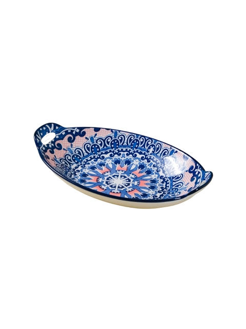 Nestasia White & Blue Mandala Printed Ceramic Bakeware With Handle - Image 2