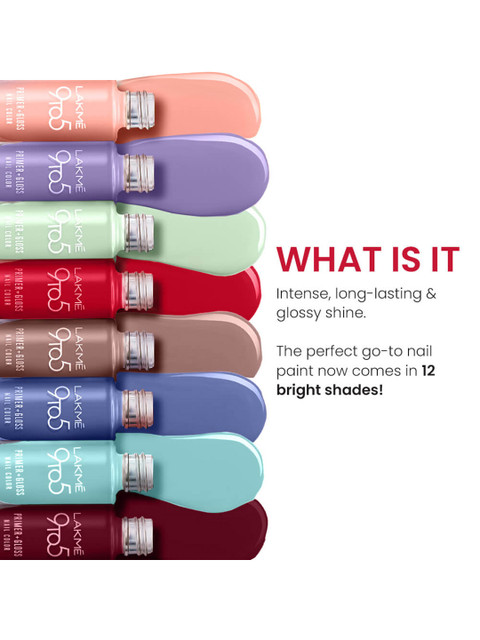 Lakme 9to5 Overtime Shine Glossy Long Lasting & Quick Dry Nail Color 6ml - Russian Mauve - Image 4