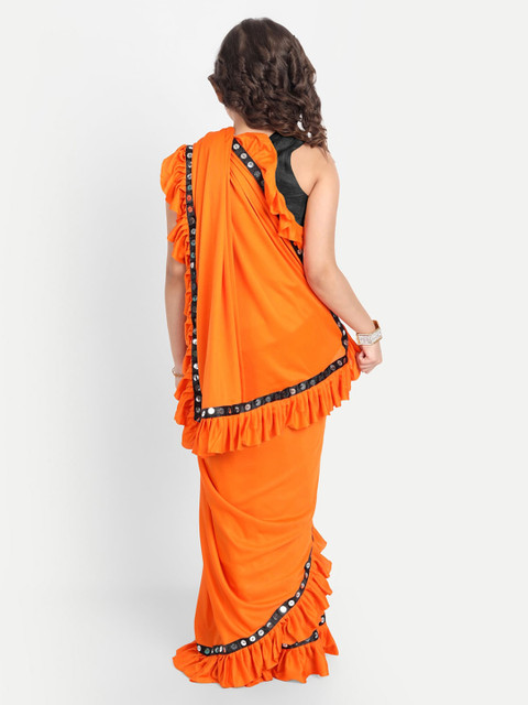 LOOKS AND LIKES Ready To Wear Mirror Work Ruffled Saree - Image 3