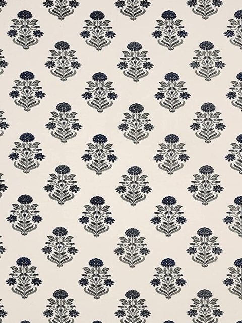 Trance Home Linen Cream-Colored & Blue Printed Pure Cotton 4-Seater Rectangular Table Cloth - Image 4