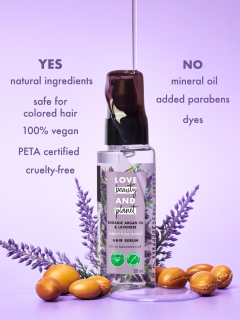 Love Beauty & Planet Argan Oil & Lavender Hair Serum for Frizz-Free Hair - 200ml - Image 5