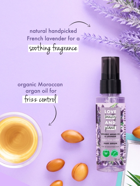 Love Beauty & Planet Argan Oil & Lavender Hair Serum for Frizz-Free Hair - 200ml - Image 4