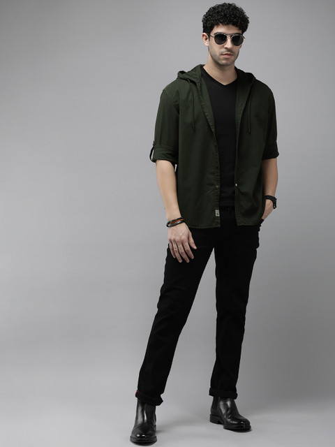 The Roadster Life Co. Solid Relaxed Fit Hooded Pure Cotton Casual Shirt - Image 6