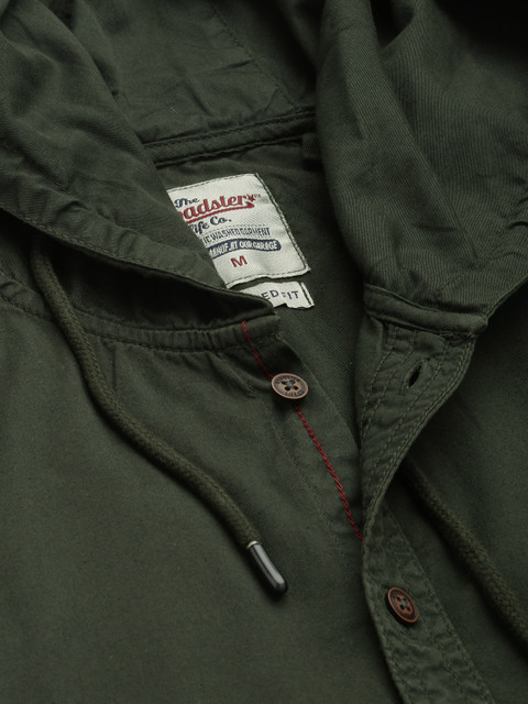 The Roadster Life Co. Solid Relaxed Fit Hooded Pure Cotton Casual Shirt - Image 2