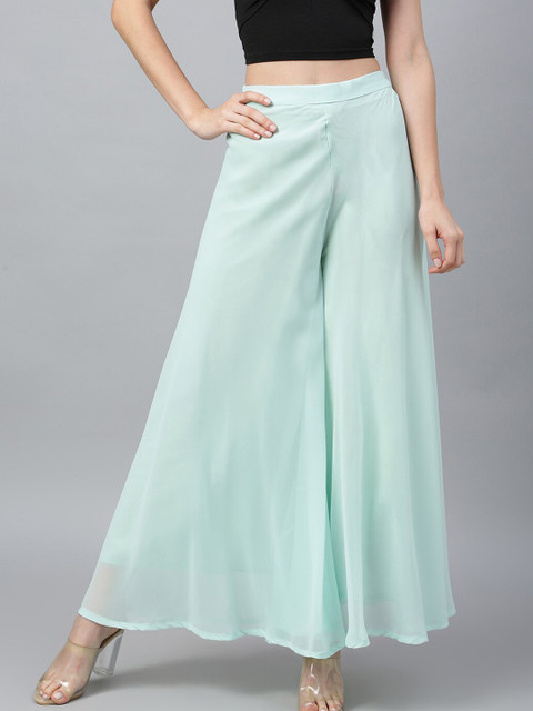 RATAN Women Flared Georgette Palazzos