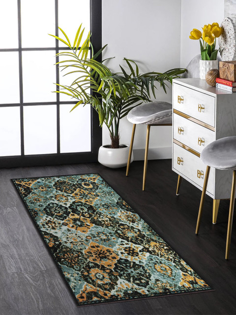 Story@home Blue & Brown Printed Anti-skid Floor Carpet - Image 2