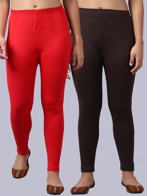GRACIT Pack Of 2 Cotton Lycra Ankle Length Leggings